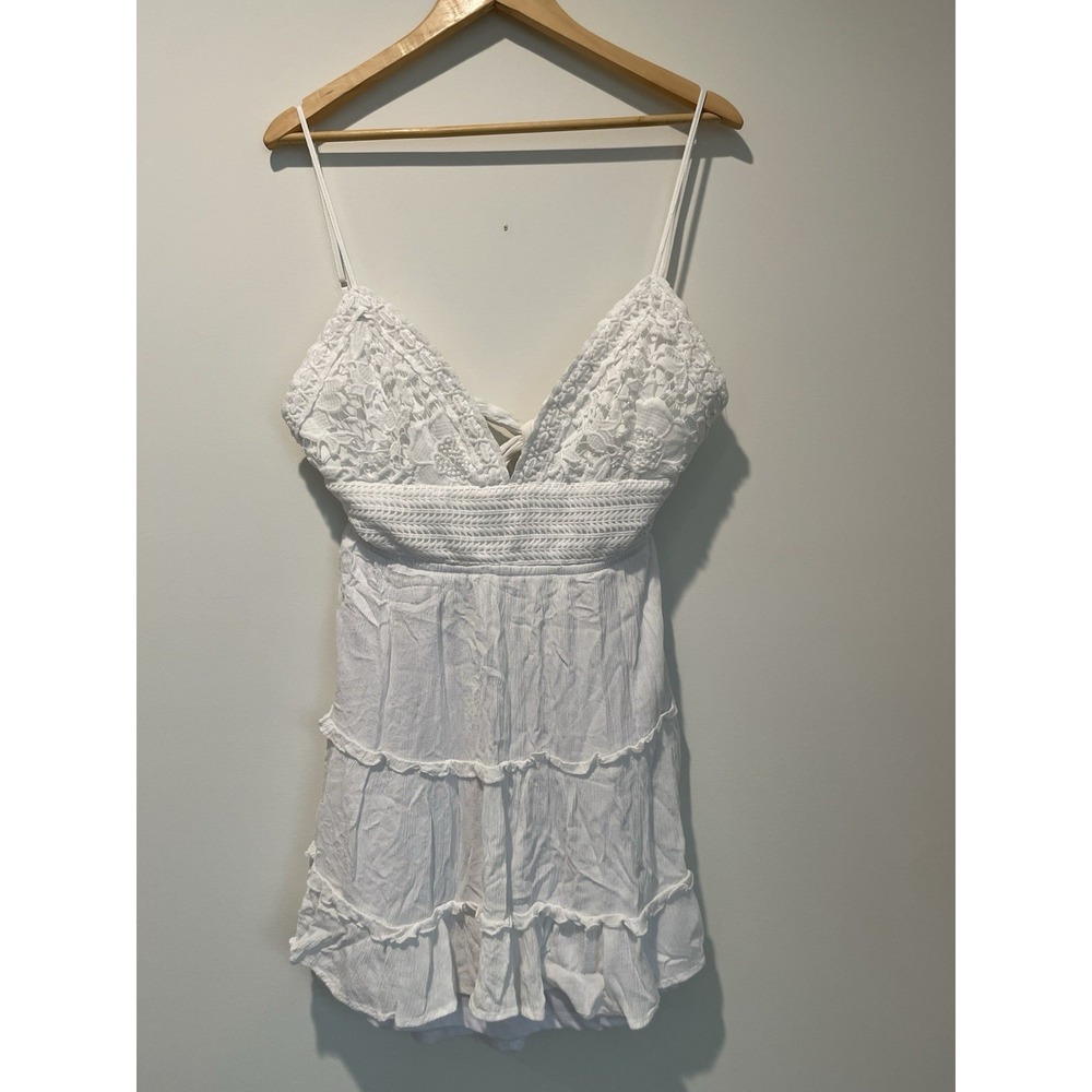 J For Justify White Lace‎ Vneck Backless Ruffle Sundress Ladies XL